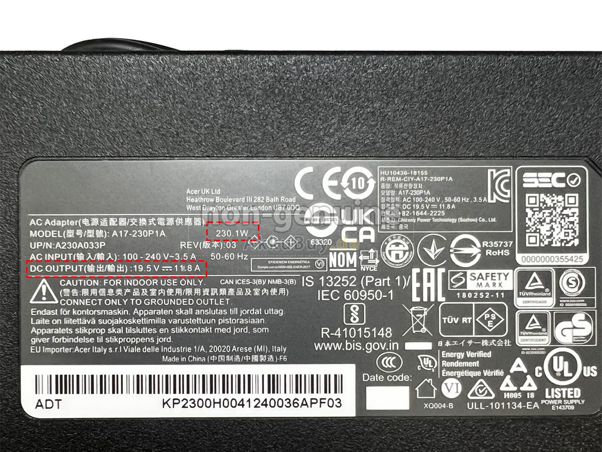 Netzteil für Chicony 230W 19.5V 11.8A