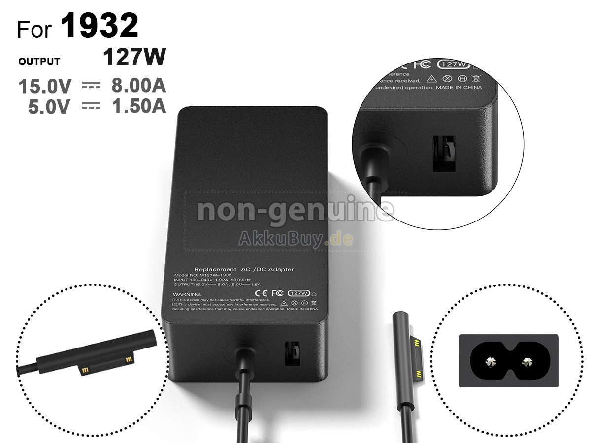 Netzteil für Microsoft 15V 8A 127W SURFACE PRO CHARGER