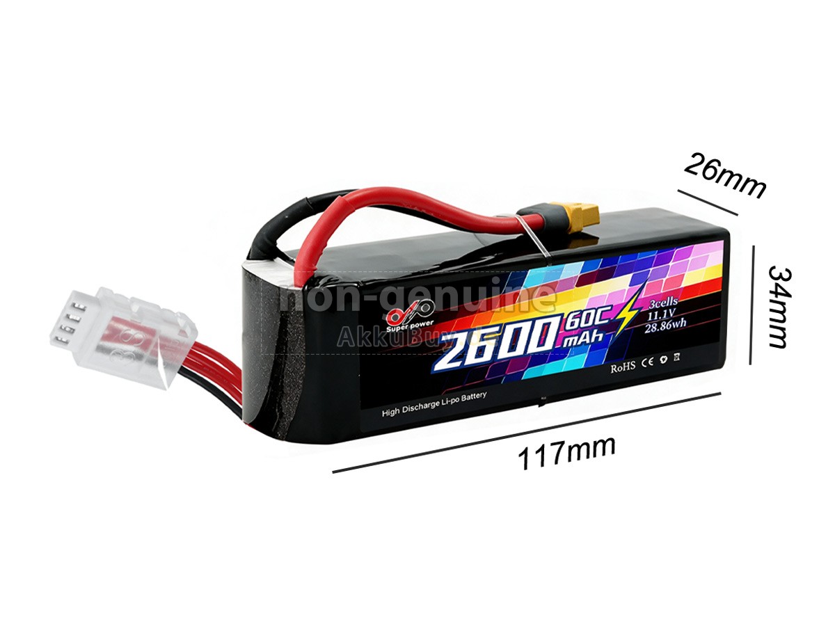 AolsteCell 11.1V 2600MAH 60C XT60 Ersatzakku
