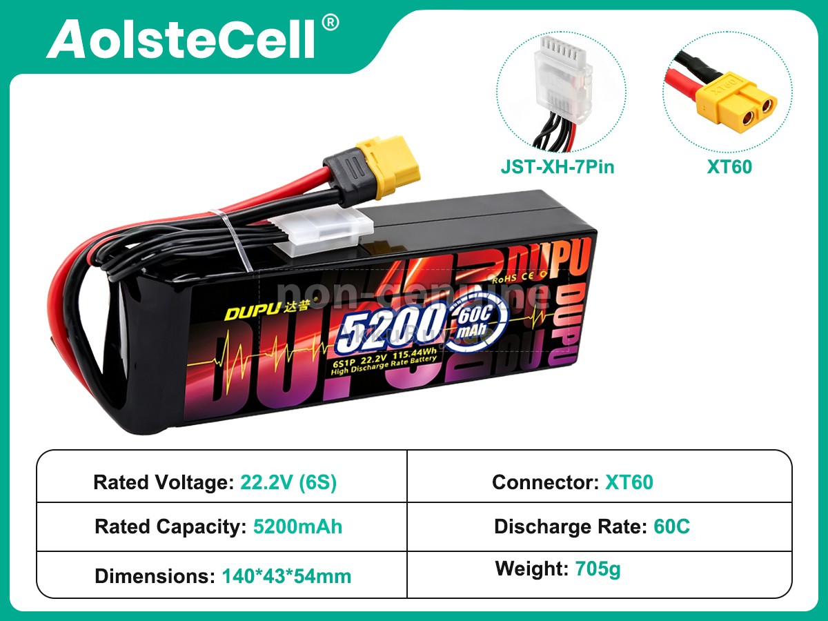 AolsteCell 22.2V 5200MAH 60C XT60 Ersatzakku