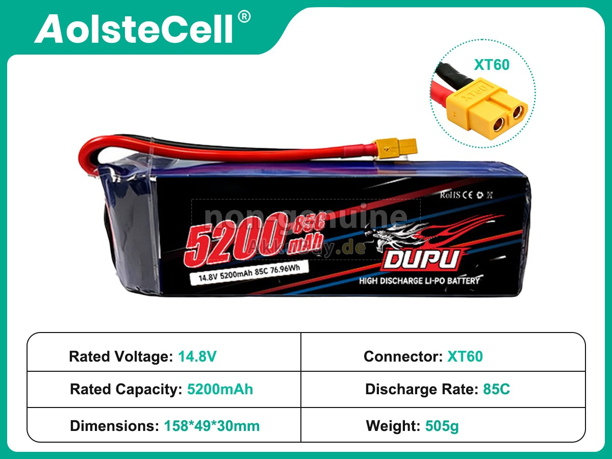 AolsteCell 14.8V 4S 5200MAH 85C XT60 Ersatzakku