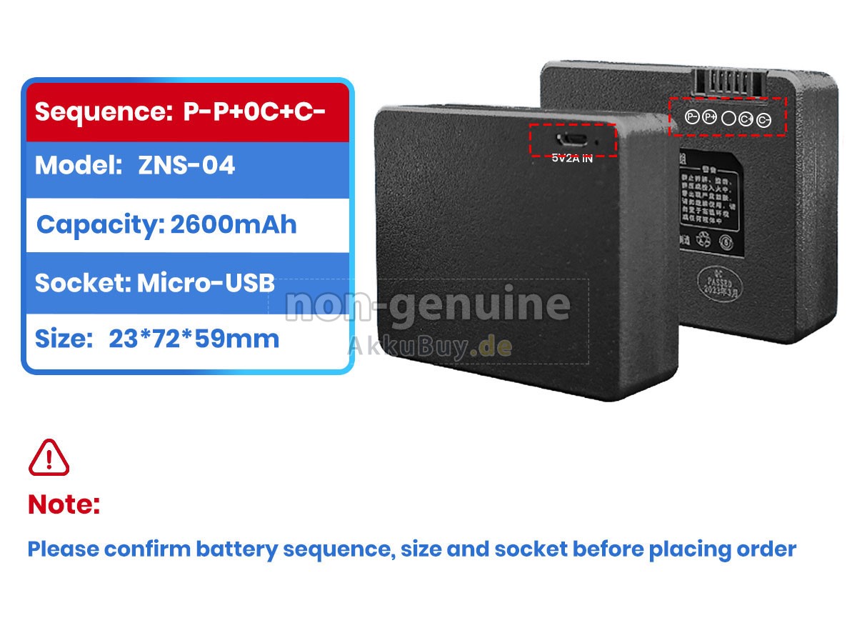 AolsteCell ZNS-04 Ersatzakku