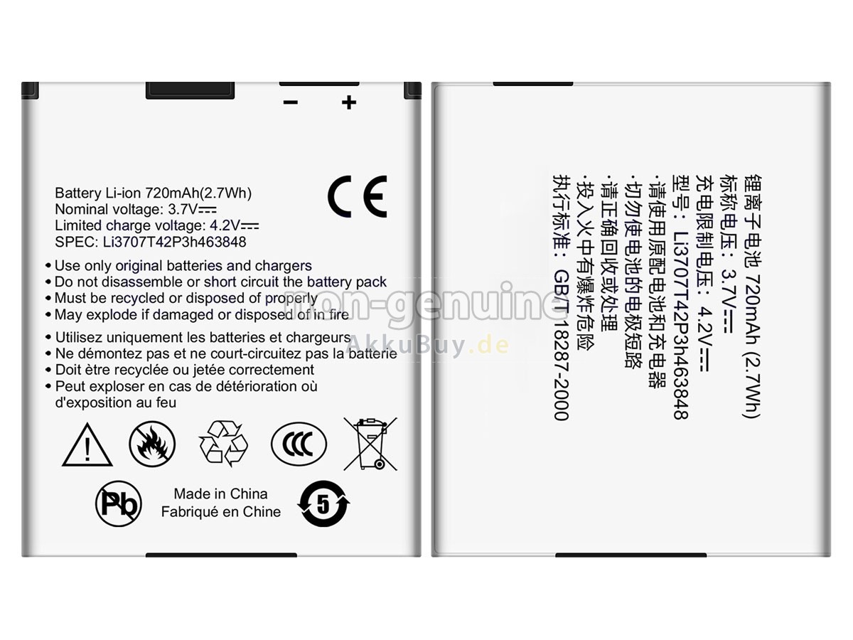 ZTE A833 Ersatzakku